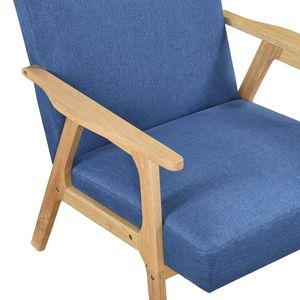 Poltrona Moderna in Tessuto Blu con Struttura in Legno di Gomma Naturale, Arredamento Contemporaneo per Soggiorno - Product Image 4