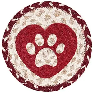 Sous-verre en jute classique style campagnard primitif pour table de cuisine, bordeaux et beige avec étoile estampillée rouge - Product Image 6
