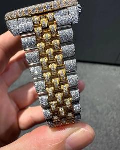 Reloj de Pulsera Unisex de Cuarzo con Diamantes VVS Moissanite, Chapado en Oro Amarillo, Elegante, para Negocios, el Más Vendido - Product Image 2