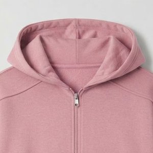 New Demand Custom Logo Women's Pink Hooded Zip-Up Sweatshirt Short Length Fleece Cotton Bamboo Fiber Autumn Winter Wear - Product Image 5