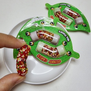 Bonbons personnalisés en marque blanche en gros, <span class=keywords><strong>Halal</strong></span>, en forme de feuille de dessin animé, granulés colorés, bonbons gélifiés aux fruits, snacks exotiques, bonbons jouets pour enfants - Product Image 2