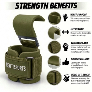 Ganchos de Agarre para Levantamiento de Pesas de Marca Privada para Gimnasio, para Entrenamiento de Fuerza y Ejercicios de Tracción, Equipo de Gimnasio al por Mayor, Suministro OEM - Product Image 3
