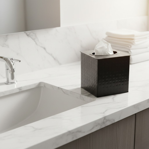 Boîte à mouchoirs carrée en métal noir antique |   Support de distributeur artisanal résistant à la rouille avec revêtement en poudre et finition martelée décorative - Product Image 2