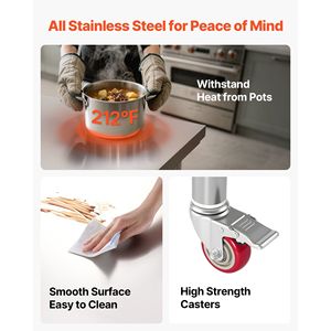 24 X 30 Inches Stainless Steel <b>Table</b> with Wheels Adjustable Undershelf Workstation Commercial <b>Kitchen</b> Food <b>Prep</b> Worktable - Product Image 3