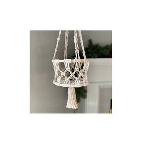 Panier de rangement en macramé fait main, thème élégant, vente en gros, corde de coton de qualité supérieure, panier creux tissé à la main avec poignée - Product Image 6