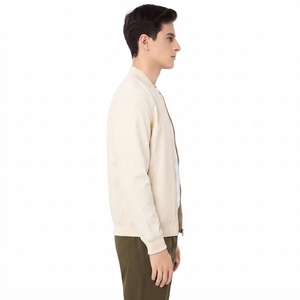 เสื้อแจ็คเก็ตบอมเบอร์ผู้ชายแบบใหม่สั่งทำพิเศษ ทรงปกติ ปกคอพับ ปิดด้วยซิป สไตล์ลำลอง วัสดุ PU ผ้าทอแบบเชื่อมติดสำหรับฤดูใบไม้ผลิ ผลิตตามแบบ ODM - Product Image 2