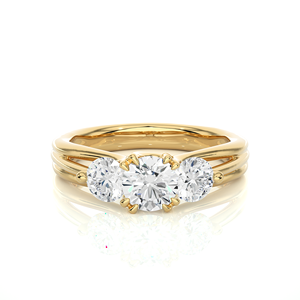 Bague en or 18 carats avec diamant rond taillé, 3 diamants, 1,39 carat, diamant cultivé en laboratoire pour femmes, certifié VS1 - Product Image 5