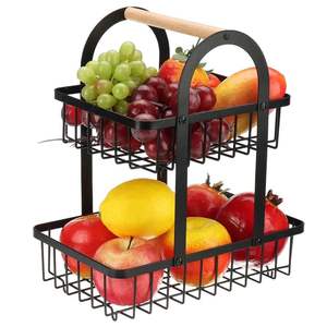 Cesta de Frutas Artesanal de Hierro Sostenible de Dos Niveles, Organizador de Cocina Multifuncional para Almacenamiento de Pan y Bocadillos, Uso en Sala de Estar - Product Image 5