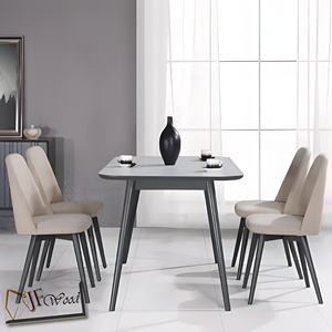 Modern 4 Piece <b>Dining</b> Room Set <b>with</b> PU Leather <b>Chairs</b> and Solid Back Design for Home Use - Product Image 3