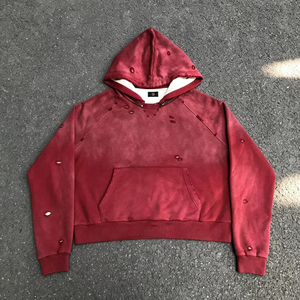 Sudadera con Capucha Oversize Roja para Hombre, de Color Liso, Felpa Francesa, Casual, con Bolsillo, Diseño Antipilling, para Otoño - Product Image 3