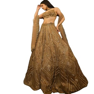 Lehenga de terciopelo de diseñador con lentejuelas por todas partes para mujer, para bodas y ocasiones especiales, compra en línea, Surat, India - Product Image 1