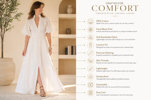 Robe longue bohème pour femme à col montant et manches bouffantes, en lin/coton, faite main, écologique, taille naturelle, couleur unie, taille XXS - Product Image 2