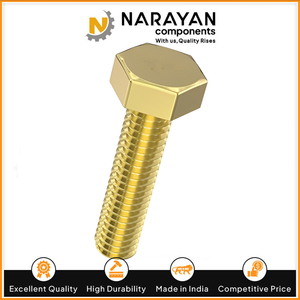 Brass Hex Head Bolt Class 8.8 Plain Finish Industrial <b>Fastener</b> Wholesale Supply for Engineering Applications - Product Image 5