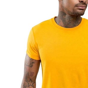 T-shirts style urbain pour hommes, manches courtes, couleur jaune, en coton respirant, grandes tailles, col rond, coupe ajustée, chemises pour hommes 2025 - Product Image 4