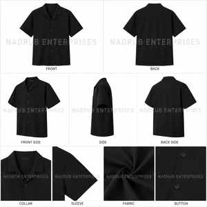 Camisa de manga corta informal ecológica de punto liso unisex para hombre con cuello cubano NADRUB - Product Image 5