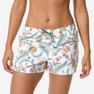 Shorts Casuales de Mujer, Cintura Alta, Elásticos, de Poliéster Oxford, Transpirables, Corte Regular, con Cierre de Cremallera y Ribete de Encaje - Product Image 1
