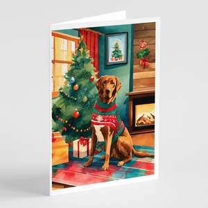 Chesapeake Bay Retriever lunatique carte de voeux de Noël Pack 8 vierge A7 taille 5x7 cartes de note avec enveloppes - Product Image 1