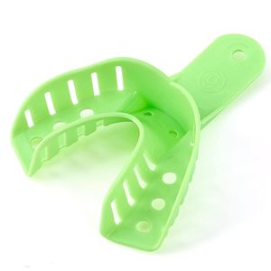 Professional 12 Pcs Autoclavable Plastic Dental Impression Trays Set | Perforated Reusable Rigid Trays <b>Bag</b> 6 <b>Small</b> Lower - Green - Product Image 4
