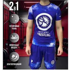 Conjunto Deportivo Personalizado de Lucha Libre para Hombre, Camisetas y Pantalones Cortos Tejidos, Sublimación Completa, 2 Piezas - Product Image 3