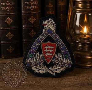 Écusson brodé personnalisé ESSEX SCOTTISH avec motif Aigle Couronné, à coudre en dentelle, en tissu, avec épingle de sûreté pour vêtement, style circulaire - Product Image 2