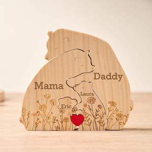 ตัวต่อไม้รูปครอบครัวหมี ของตกแต่งบ้าน |   การปรับแต่งชื่อส่วนบุคคล |   งานฝีมือคุณภาพสูง |   ขายส่งจากโรงงานโดยตรง - Product Image 2
