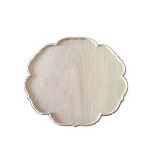 Bandeja redonda de madera de mango con asas de metal con cuentas plateadas, bandeja decorativa de madera, servidor rústico para café, té y aperitivos - Product Image 1