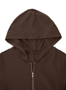 Hoodie court zippé d'hiver pour femme, en polyester doux avec doublure polaire, coupe décontractée, poignets côtelés, personnalisable, usage quotidien - Product Image 5