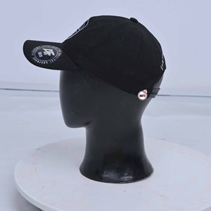 Black 6-Panel Baseball <b>Caps</b> With White Embroidered Logo Adjustable Unisex Cotton Casual Hat For Adults for Men <b>Womens</b> <b>Caps</b> - Product Image 3