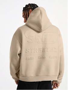 Sweat-shirt unisexe à capuche en molleton bouclette 100 % coton, gaufré 3D, couleur unie, coupe ample, pour homme, idéal pour l'hiver – Vente en gros personnalisée - Product Image 6