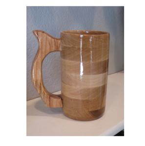 Jarra de cerveza de madera Natural 100% con mango de hierro, Taza de cerámica para uso en el hogar, Hotel, restaurante - Product Image 3