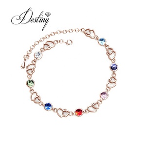 <span class=keywords><strong>Pulsera</strong></span> de cadena de corazón de plata 925 Daisini adornada con cristales de <span class=keywords><strong>Swarovski</strong></span> para mujer <span class=keywords><strong>pulsera</strong></span> chapada en oro de 18 quilates - Product Image 4