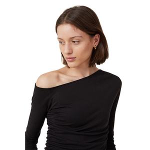 Nuevo Diseño de Hombros Caídos, Camisas de Manga Larga para Mujer, Ajustadas, Elásticas, de Algodón, Precio de Fábrica, Venta al Por Mayor - Product Image 4