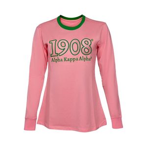 Camisa Rosa de Manga Larga con Ribete Verde, Diseño Gráfico, Top Informal para Mujer, Ropa de Moda, Cómoda para Uso Diario, Estilo de Equipo - Product Image 1