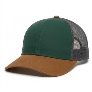 Casquette Trucker Homme Nouveau Style 2026 Vert Bicolore Visière Marron Dos en Maille Fermeture Snap Réglable Chapeau Décontracté Extérieur Logo Personnalisé - Product Image 1