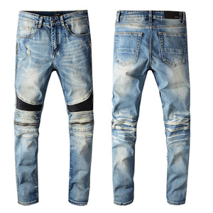 กางเกงยีนส์ทรงตรงผ้ายีนส์ผสมสแปนเด็กซ์/คอตตอน ยี่ห้อ HAMIO SPORTS รุ่น Mid Rise Midweight Slim Fit สำหรับผู้ชาย ลุคขาดๆ ซักแบบ Distressed Wash สไตล์ลำลอง - Product Image 6