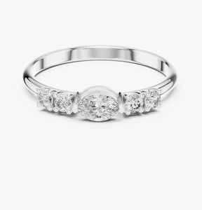 Anillo de Compromiso de Oro Amarillo de 9K con Diamante Cultivado en Laboratorio de Corte Marquesa de 1.20CT y Piedras Laterales Redondas, Joyería Nupcial Personalizada al por Mayor - Product Image 5