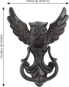 Timbre de puerta de hierro fundido con diseño de búho, estilo vintage, para jardín, casa de madera, casa de campo - Product Image 2