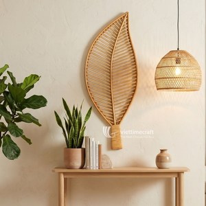 Decoración de Pared Hecha a Mano con Hojas de Ratán Natural, Arte Botánico para Pared, Decoración Bohemia para Sala de Estar - Product Image 4