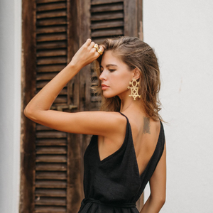 Vestido de Fiesta Negro Estilo Boho, Vestido Largo de Cóctel para Mujer, Vestido de Noche Formal, Vestido Sexy sin Espalda de Algodón - Product Image 1