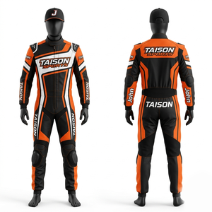 Traje de Karting Premium de Poliéster Cordura 320 GSM, Negro, Naranja y Blanco con Paneles en Contraste, Logotipo Bordado por Sublimación, Corte de Carreras - Product Image 1