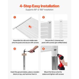 2 Panels White Louvered Vinyl Privacy Screen 48 X 48 <b>Air</b> Conditioner Fence 19.7 Ground Stakes Trash <b>Can</b> Pool Equipment Enclosure - Product Image 4