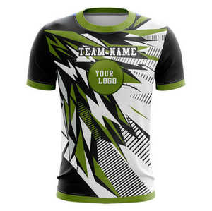 Maillot de football personnalisé vert, noir et blanc, uniforme d'équipe, chemise de sport à manches courtes avec logo - Product Image 2