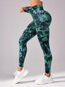 Women's Charcoal Abstract Linear Fitness <b>Tights</b> | High Elasticity Sublimation Leggings | Sleek Running Sportswear - Product Image 2
