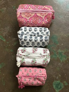 Embroidered Cotton Cosmetic Bag Set With Zipper Closure Portable <b>Makeup</b> Organizer Bohemian Style Toiletry Bags - Product Image 5