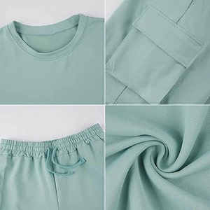 Conjunto de Camiseta y Pantalones Cortos de Algodón para Hombre, Talla Grande, Transpirable, Informal, de Verano, con Bolsillos - Product Image 6