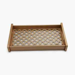 Bandeja de Madera Natural con Borde Elevado y Asas Negras para Desayuno, Café, Té, Bocadillos y Decoración del Hogar - Product Image 2