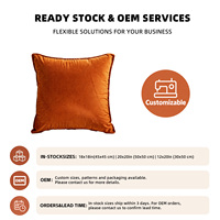 Housses de coussin décoratives en jacquard chenille pied-de-poule 20x20, velours orange brûlé, carrées pour canapé, sofa, lit