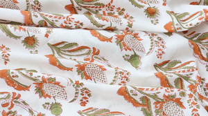 Hand Block Printed Lightweight Cotton <b>Fabric</b> by Yard White Floral Paisley Jaipur Sanganeri Soft <b>Indian</b> Dress Boys Textile - Product Image 4