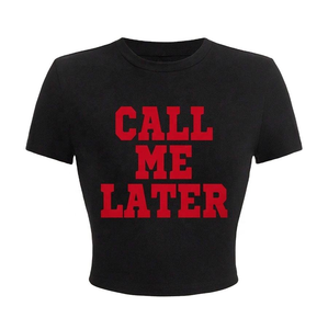 Camiseta Corta Casual Rosa para Mujer con Estampado 'I Love My Boyfriend', Cuello Redondo y Manga Corta - Product Image 6