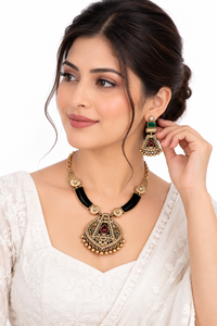 Ensemble de colliers et boucles d'oreilles de mariage et de fiançailles en laiton plaqué or, oxydé argenté, avec zircon serti en forme de cœur, style bohème, pour commande en gros - Product Image 2